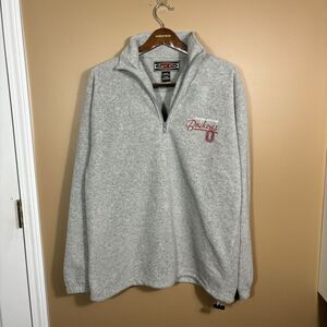 Vintage 90s Ohio State University Fleece Jacket 1/4 Zip Gray Sz M OSU Buckeyes